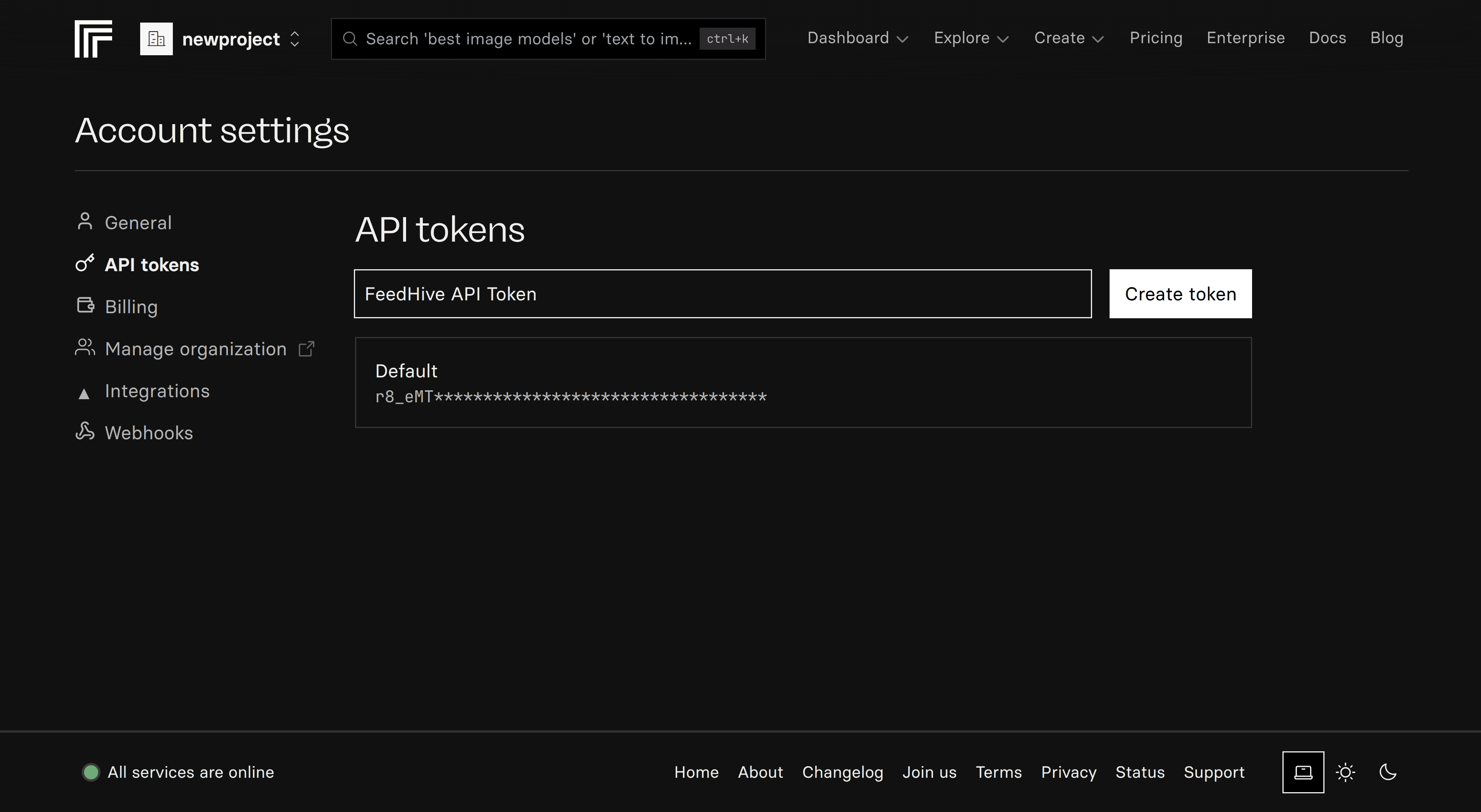 Replicate API Tokens